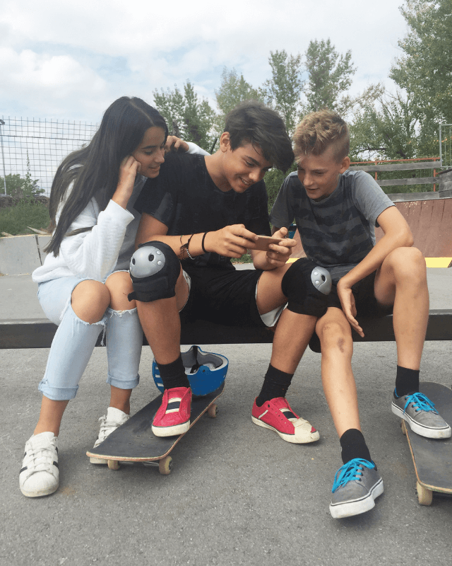 Students skateboarding