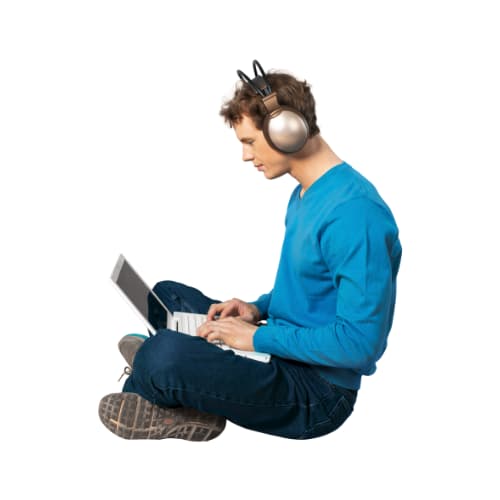Teenagers Love Technology Teenager on laptop with headphones